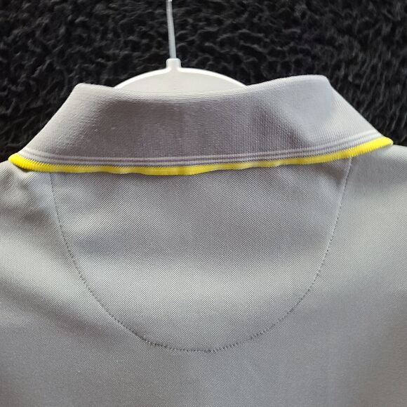 PGA Tour Mens Polo Gray Size Large Short Sleeve Logo On Sleeve Yellow Trim Fit - Picture 12 of 12